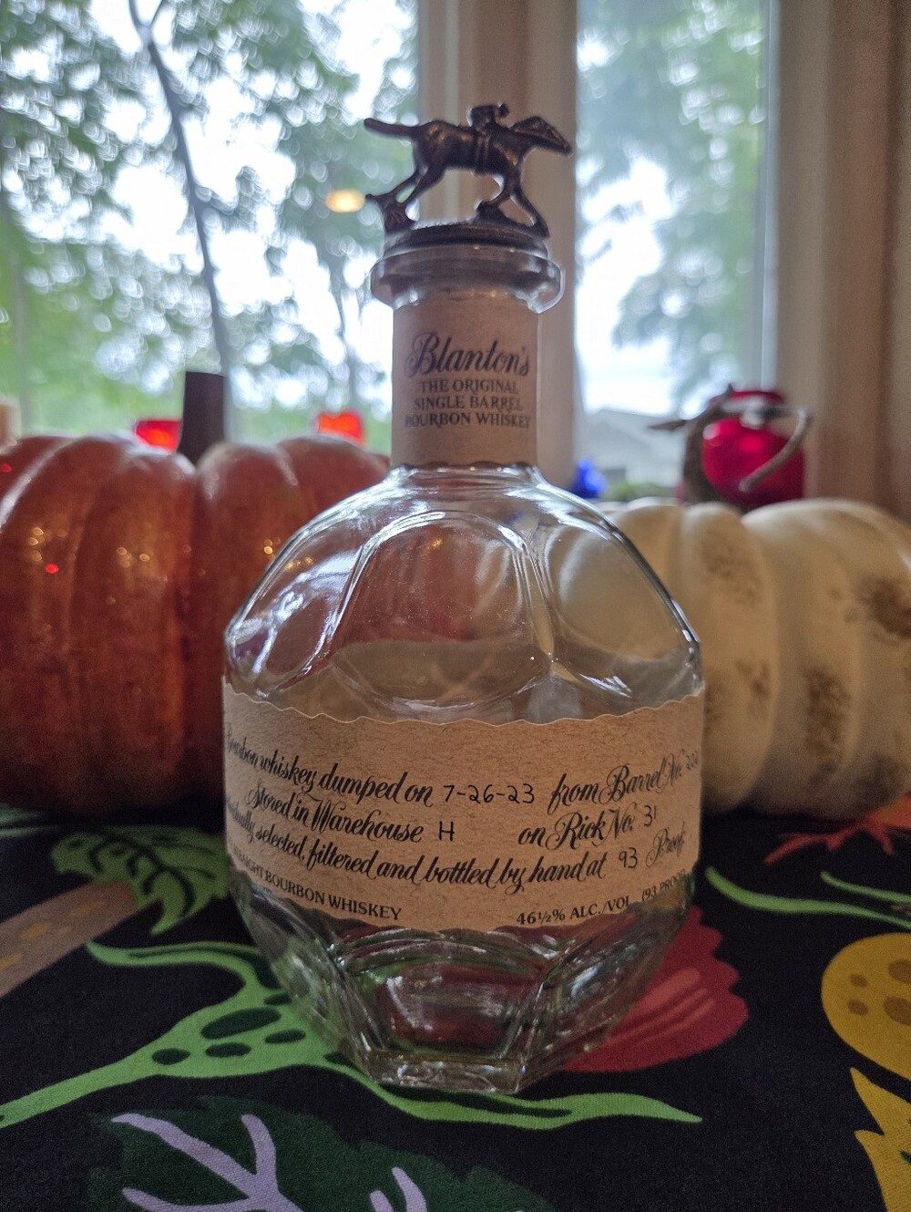 Blanton's Single Barrel Bourbon Whiskey, Empty 750 mL Bottle, Bottle Stopper A